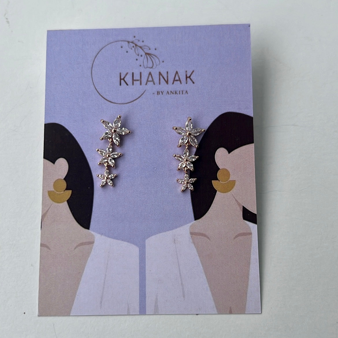Floral American Diamond Stud Earrings