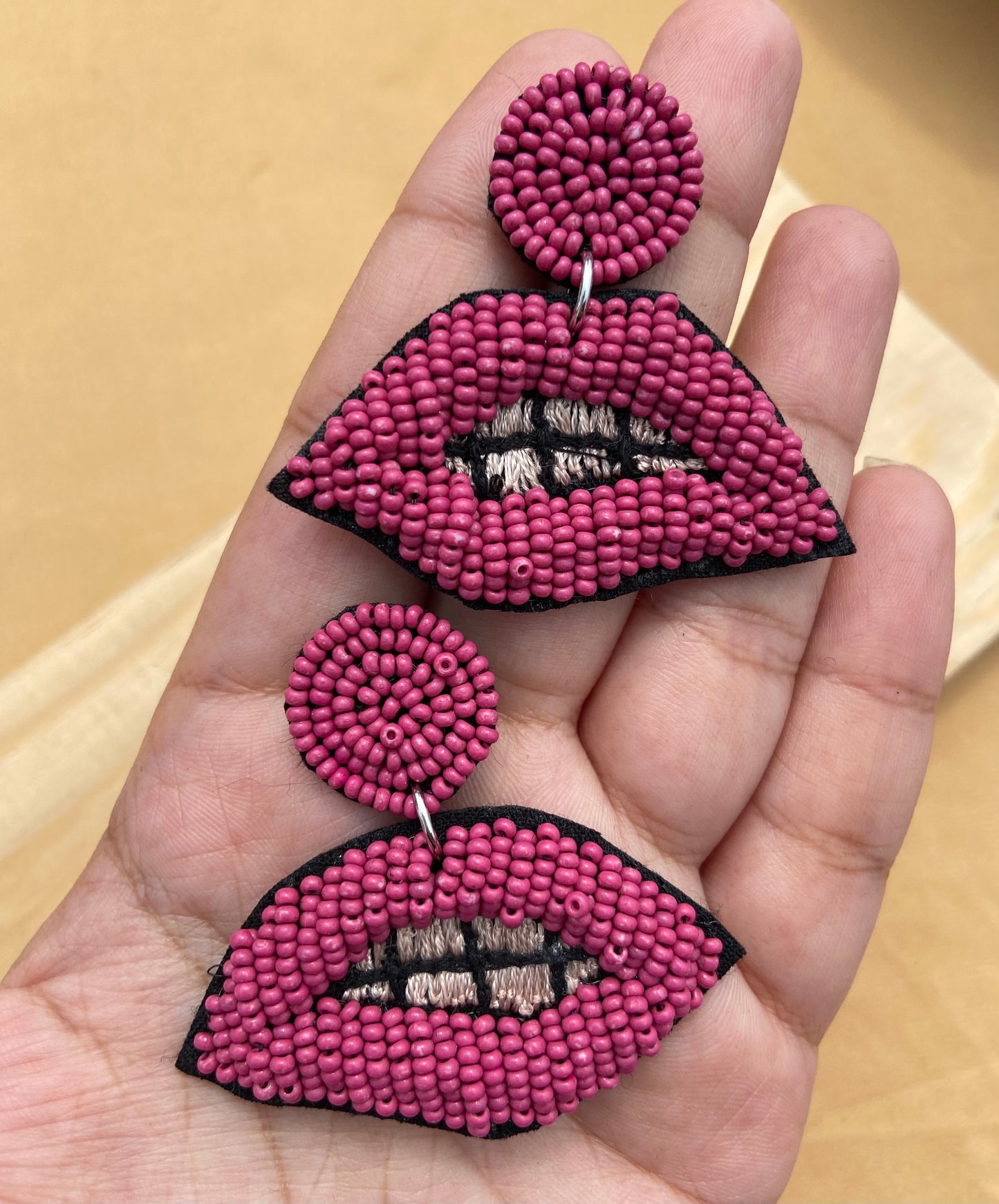 Quirky Pink Lips Drop Earrings