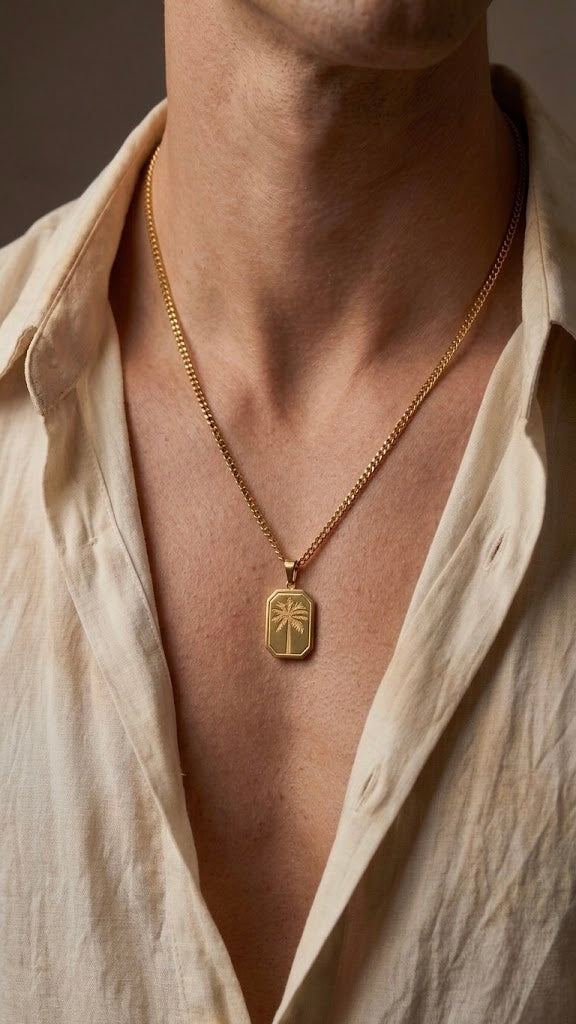 18K Gold Plated Palm Tree Gold Unisex Chain