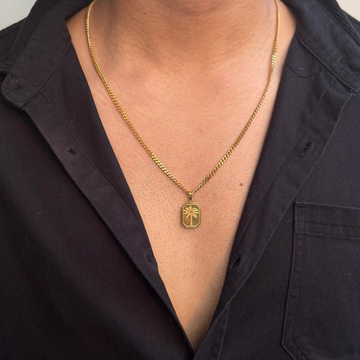18K Gold Plated Palm Tree Gold Unisex Chain
