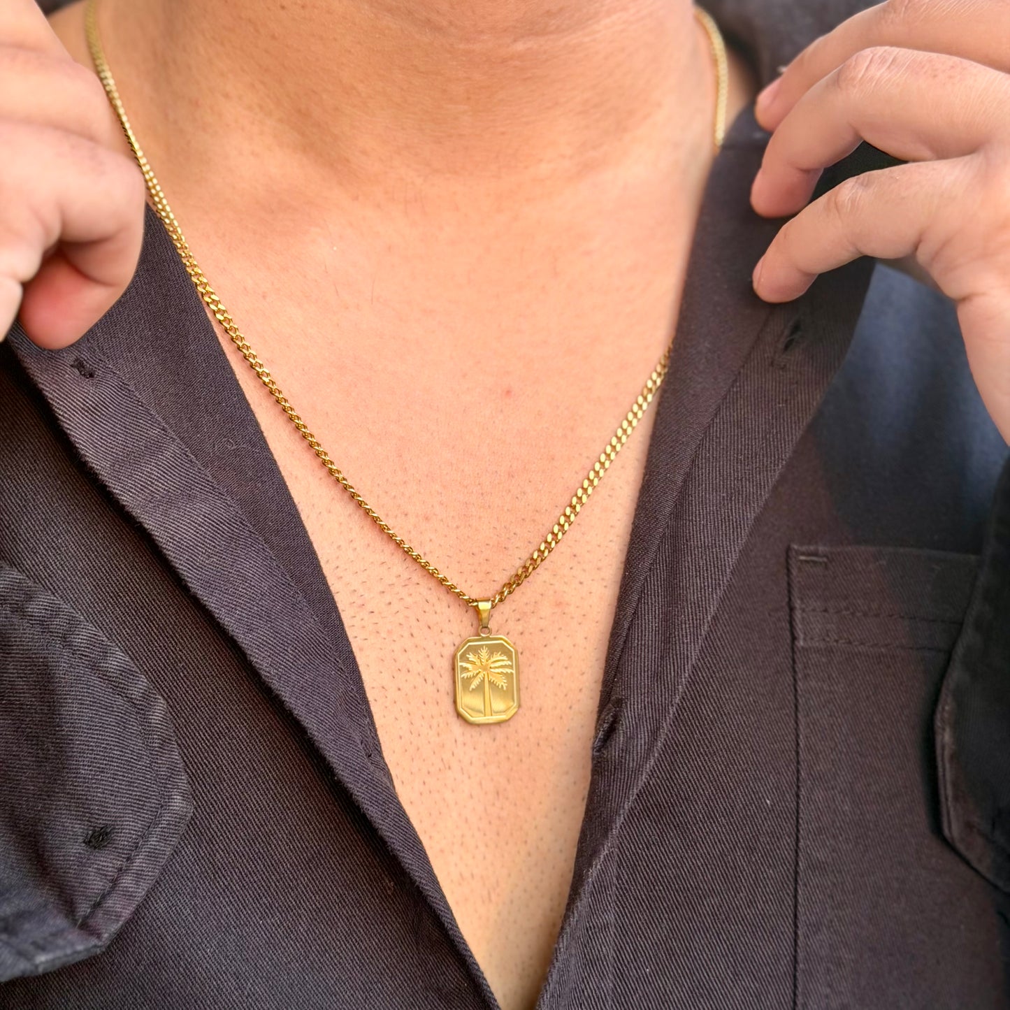 18K Gold Plated Palm Tree Gold Unisex Chain