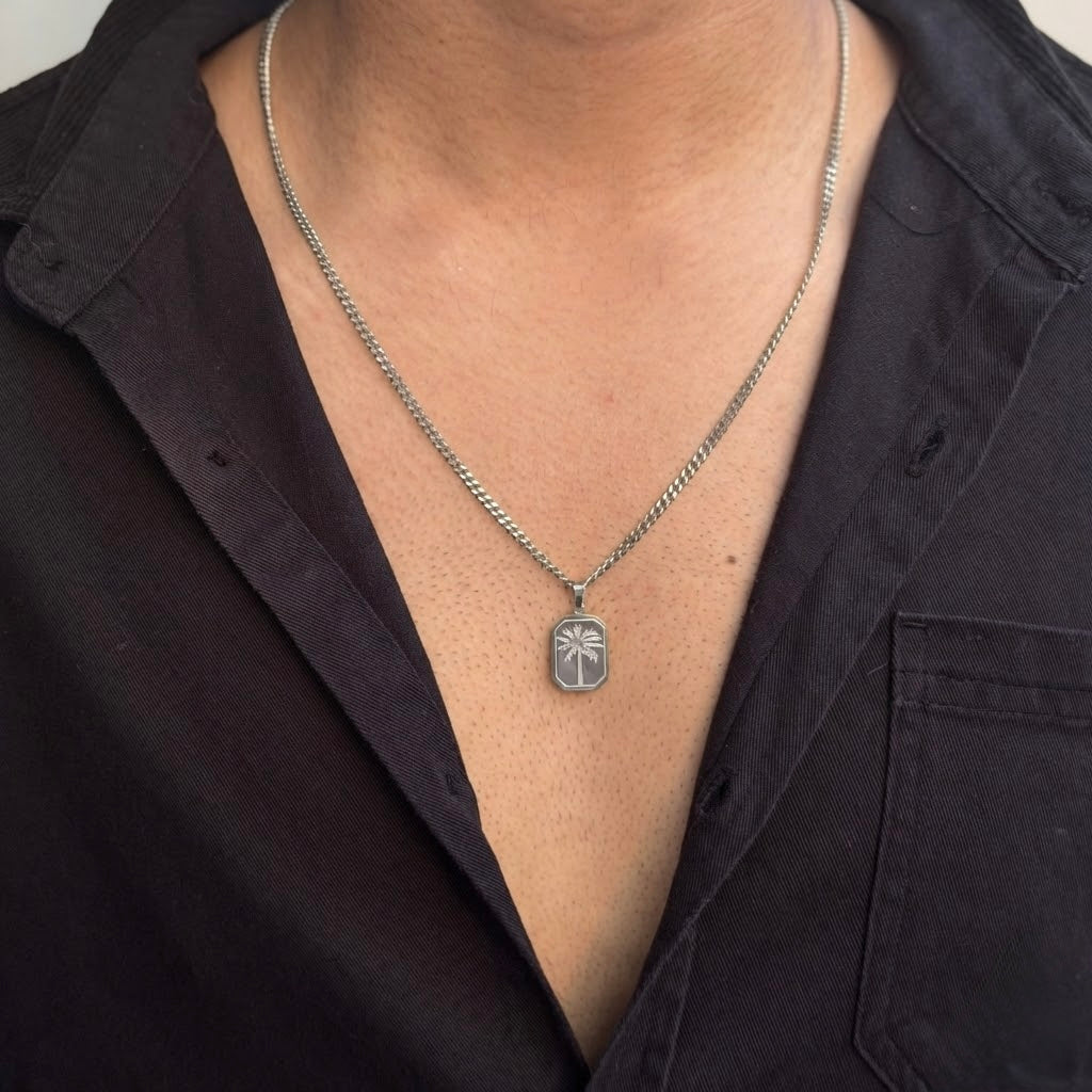 18K Plated Palm Tree Silver Unisex Chain