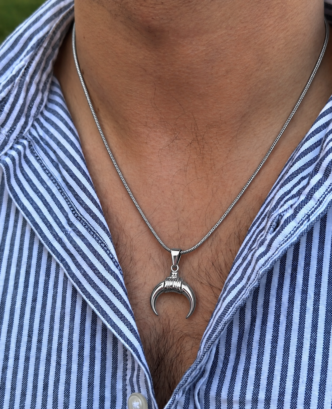 Crescent Moon Silver Unisex Neck Chain