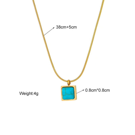 Turquoise Unisex Square Neckchain