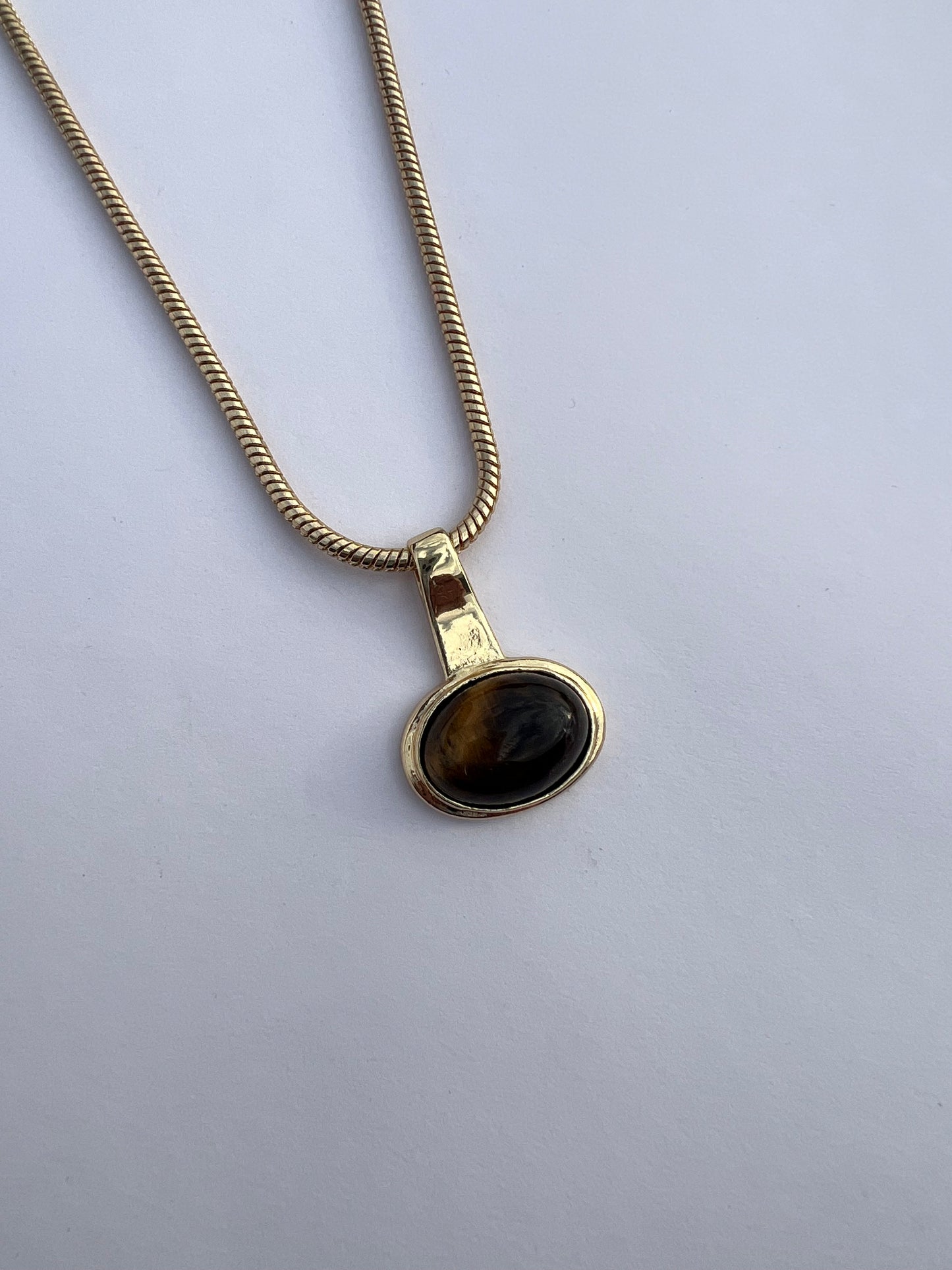 18K Gold Plated Tiger Eye Unisex Chain