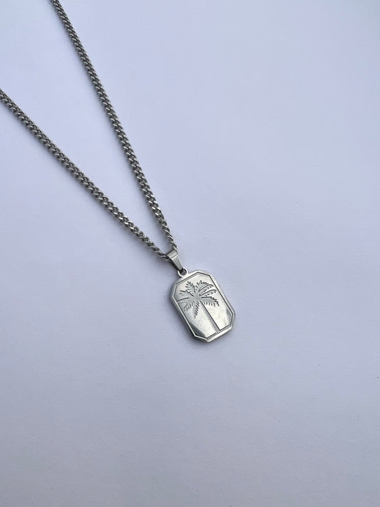 18K Plated Palm Tree Silver Unisex Chain