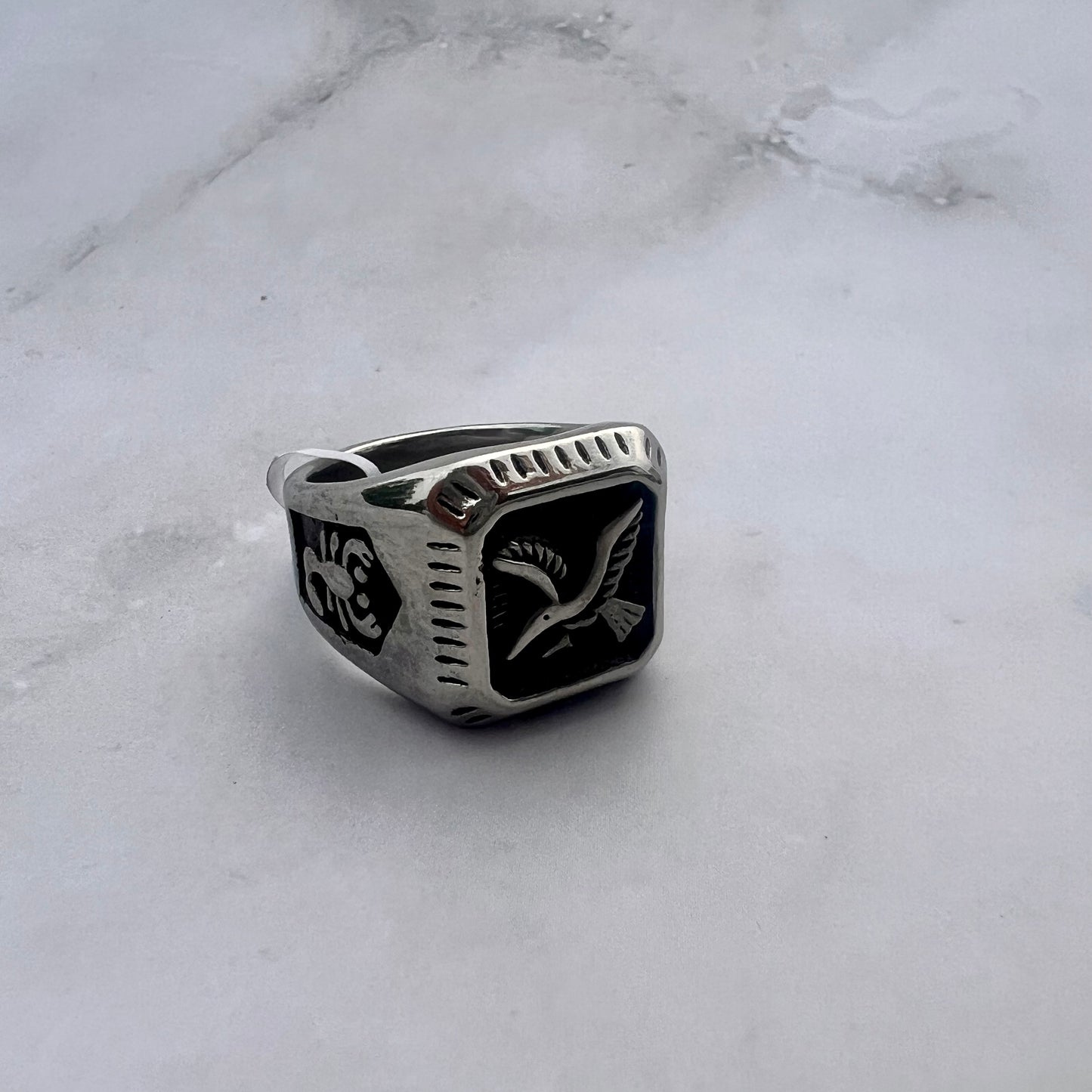 18K Silver Plated Bird Men's Ring