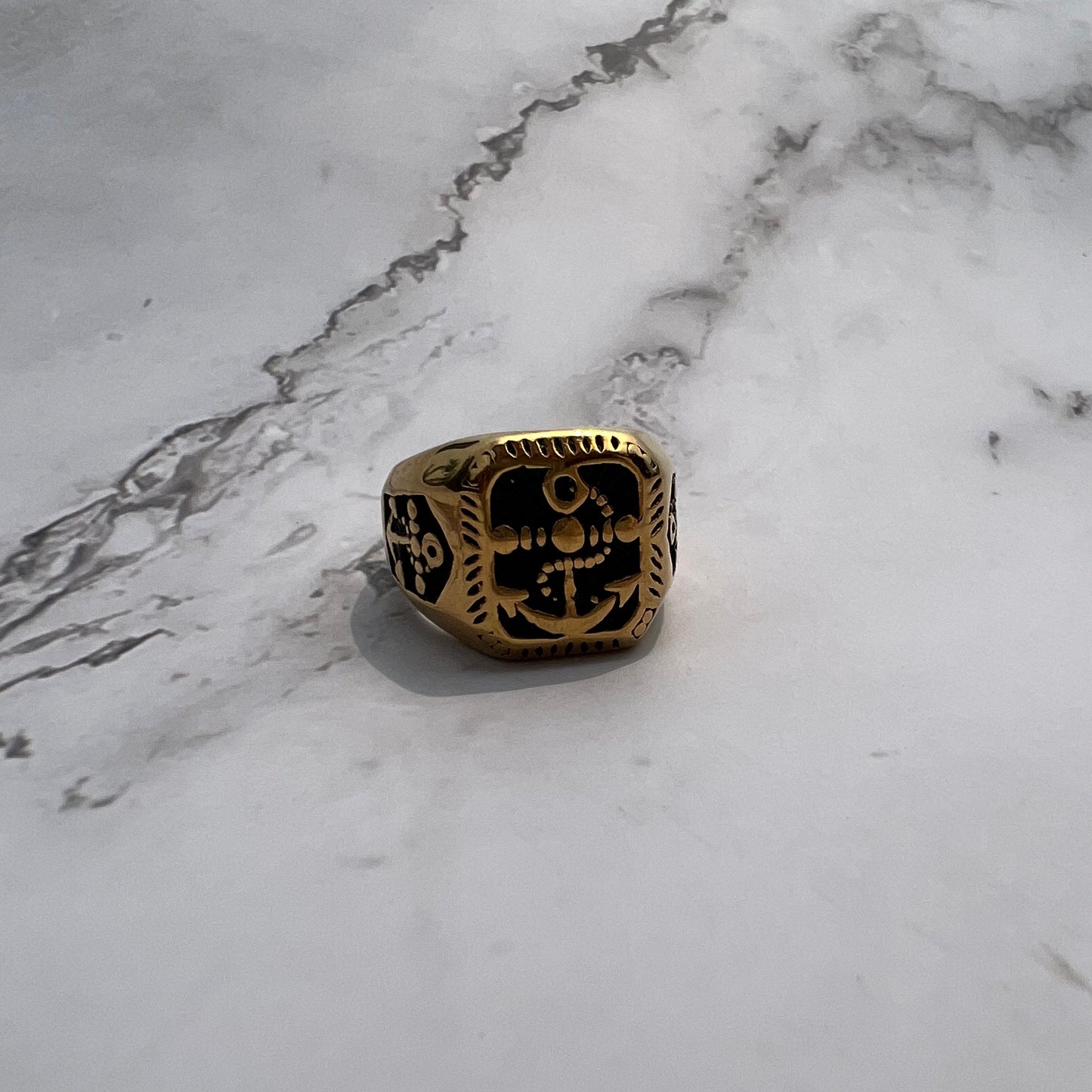 18K Gold Plated Anchor Men's Ring