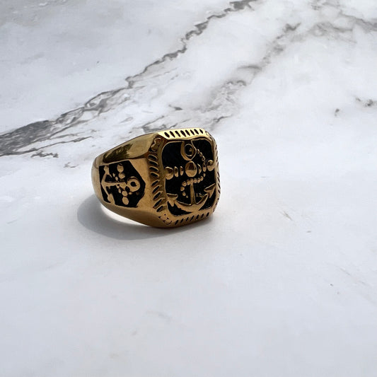 18K Gold Plated Anchor Men's Ring