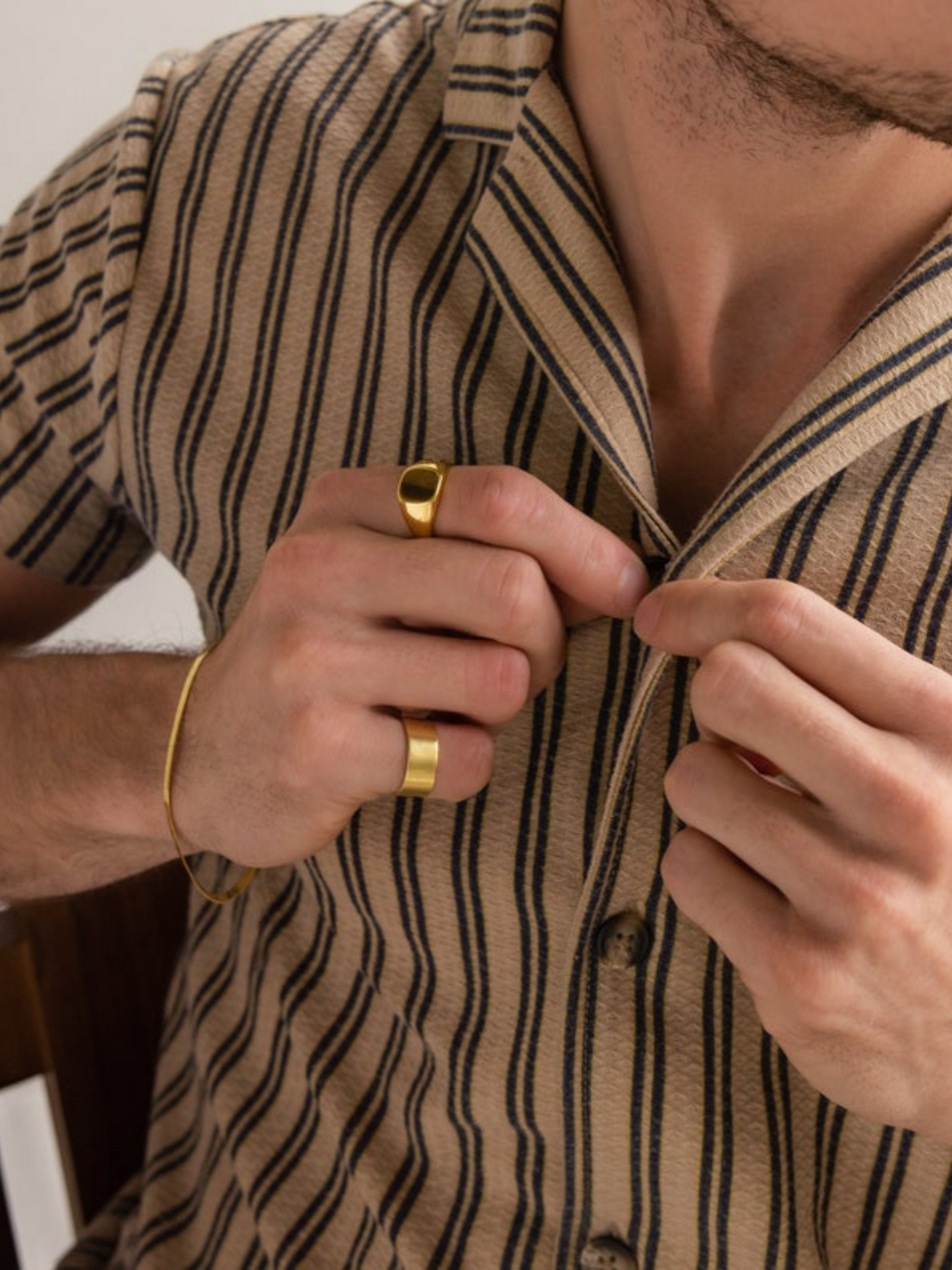 18K Gold Plated Tiger Eye Unisex Ring