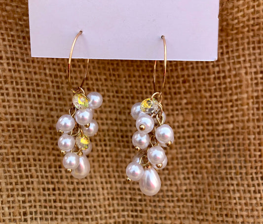 Pearl & Crystal Hoop Earrings