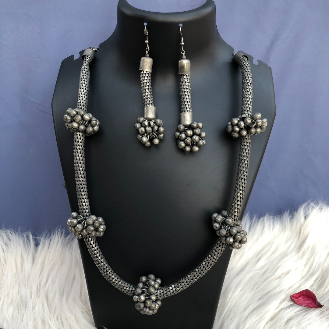 German Silver Ghungroo Necklace set