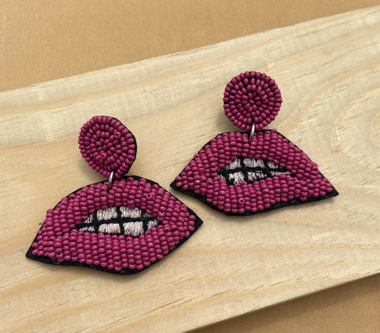 Quirky Pink Lips Drop Earrings