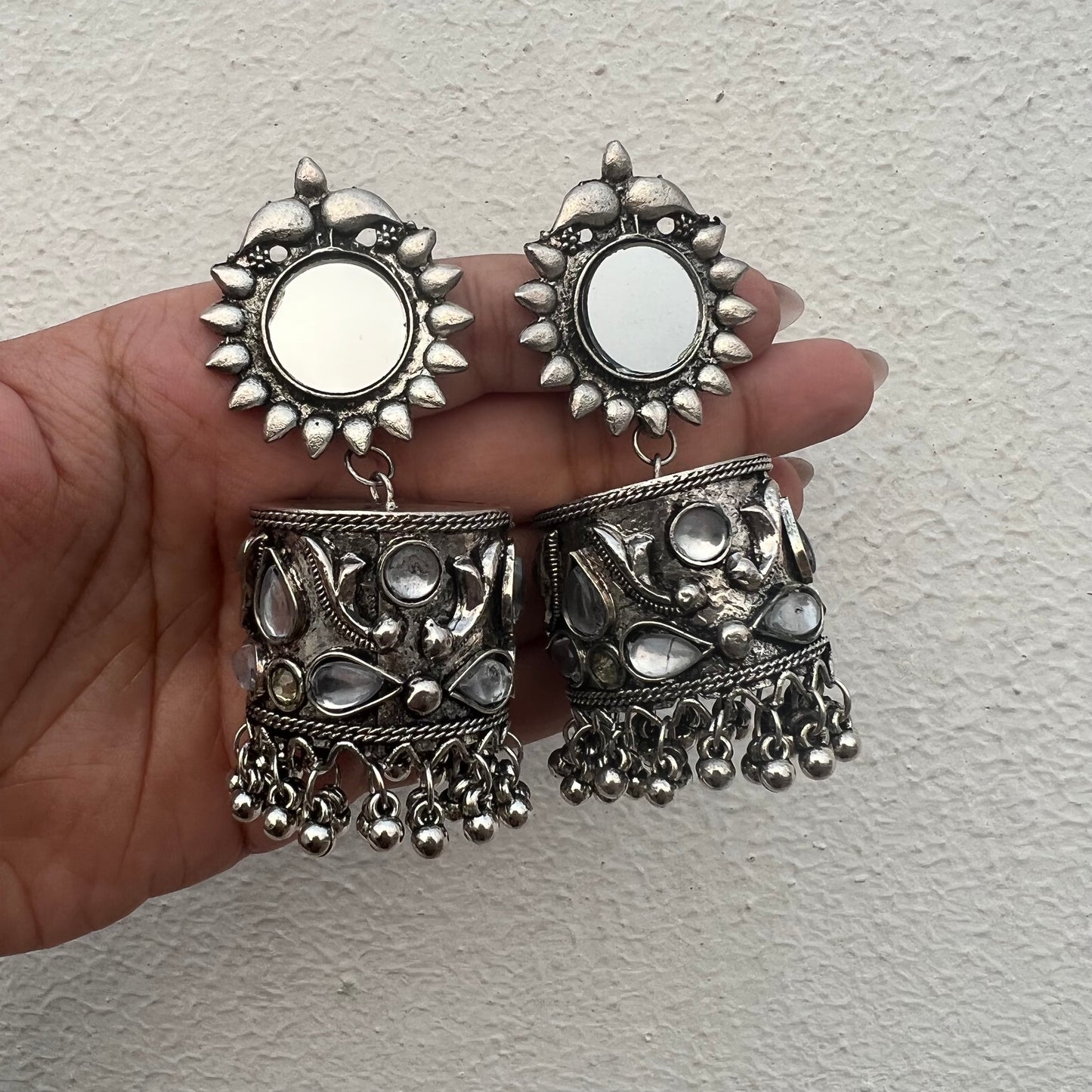 2 pair of Oxidised Jhumka