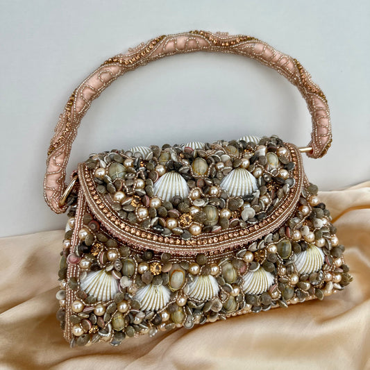 Shell Rose Gold Embellished Bag