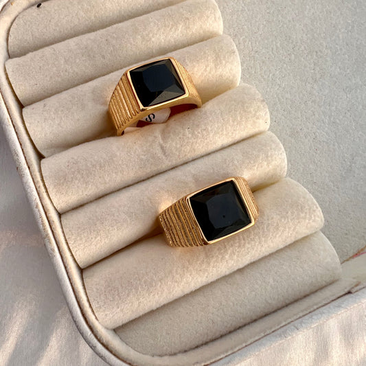 Gold Toned Square Unisex ring